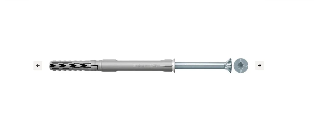 FISCHER SXR TACO CON Tornillo GVZ Cabeza avellanada 10X120 fijación larga 46265